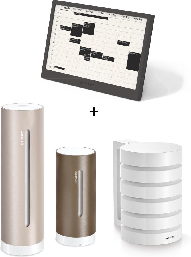 TRMNL Original - E-Ink Display + Netatmo Wetterstation Original (2. Gen) + Shield (Schutz- und Außenhalterung)