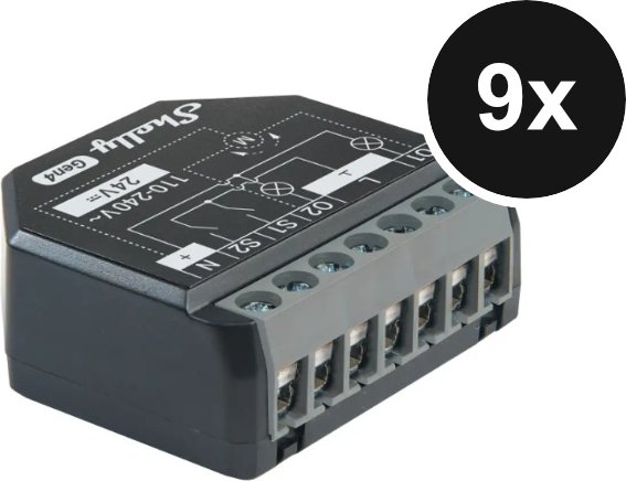 Shelly 2PM (Gen. 4) - WLAN 2-Kanal Relais - 9er-Set (+12 Monate GRATIS Shelly Premium)