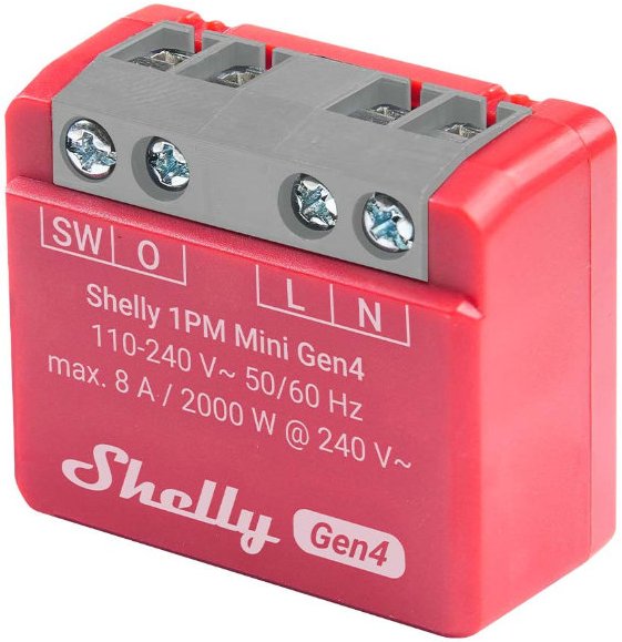 Shelly 1PM Mini (Gen. 4) - WLAN 1-Kanal Relais max. 8A - Rot (+12 Monate GRATIS Shelly Premium ab 100€)
