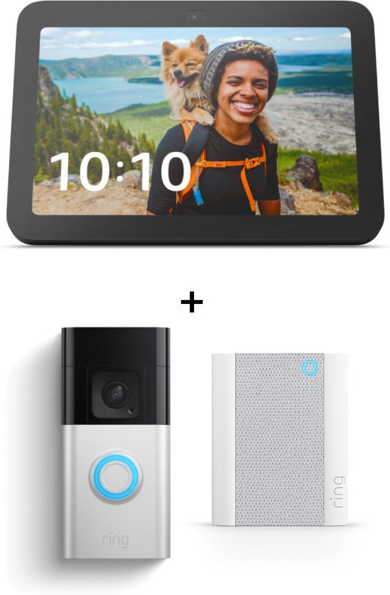 Amazon Echo Show 8 - 2023 + Ring Battery Video Doorbell Plus + Chime Gen 2