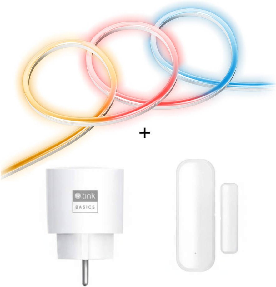 tink Basics Set - mit Neon Light Strip + Door & Window Sensor + Smart Plug