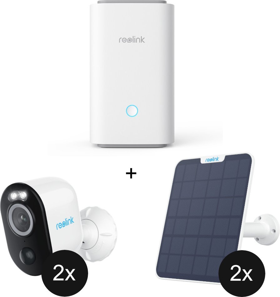 Reolink Home Hub + Argus Series B330 - 2er-Set + Solar Panel 2 - 2er Set