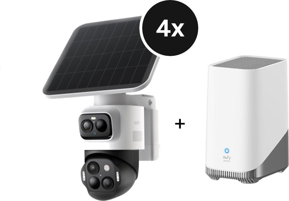 eufyCam S4 Starter-Set 4+1 - 4er-Kameraset mit HomeBase 3 (+GRATIS Hombli Lichterkette)