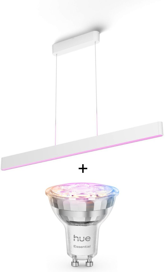 Philips Hue White & Color Ambiance Ensis Pendelleuchte 5500lm - Weiß + Essential White and Color Ambiance GU10 4,7W LED ...