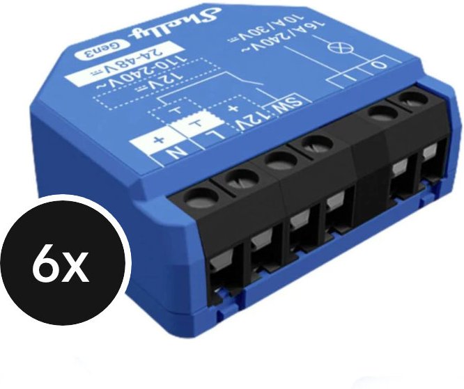 Shelly 1 (Gen. 3) - 6er-Set (+12 Monate GRATIS Shelly Premium ab 100€)