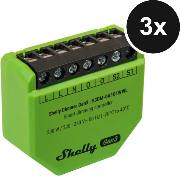 Shelly Dimmer (Gen.3) - 3er-Set (+12 Monate GRATIS Shelly Premium)