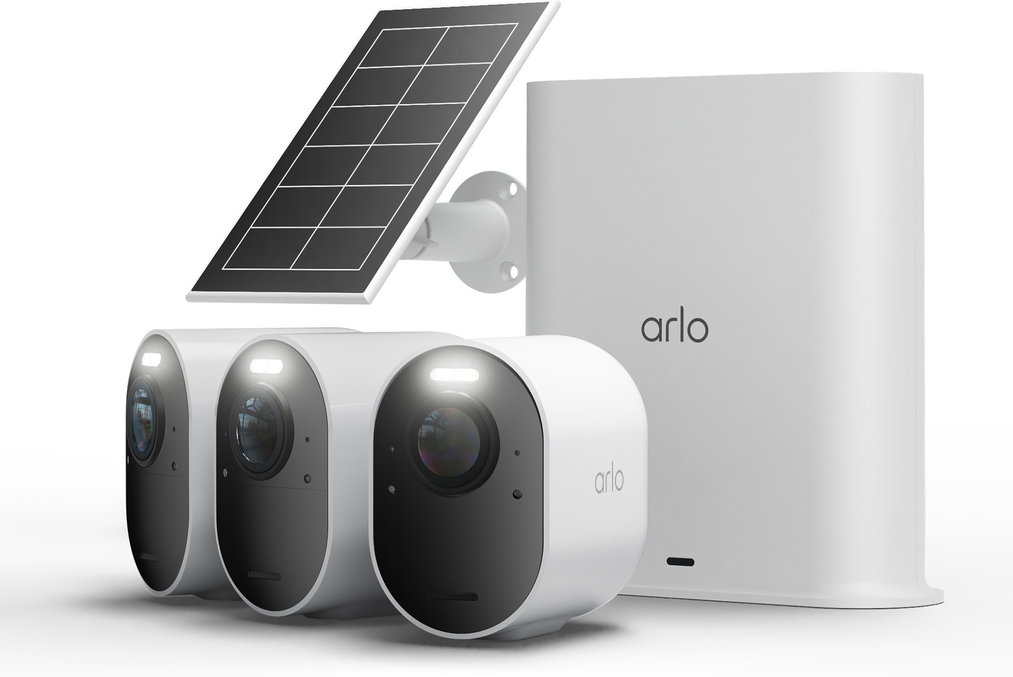 Arlo Set - mit 3 Ultra 3 4K Außenkamera + Solarpanel + SmartHub - Weiß