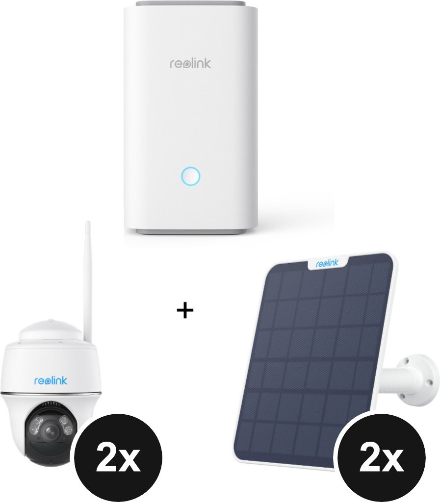 Reolink Home Hub + Argus Series B430 - 2er-Set + Solar Panel 2 - 2er-Set