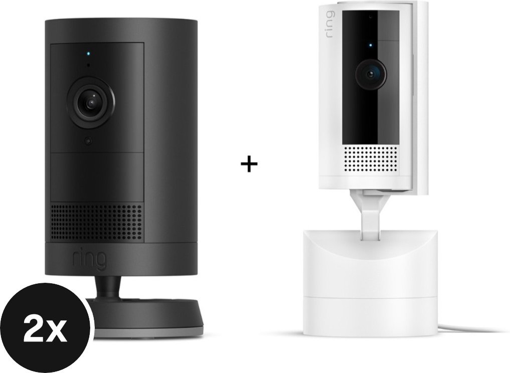 Ring Outdoor Cam Plus - Battery - 2er-Set + Pan-Tilt Indoor Camera - Schwenk-Neige-Kamera