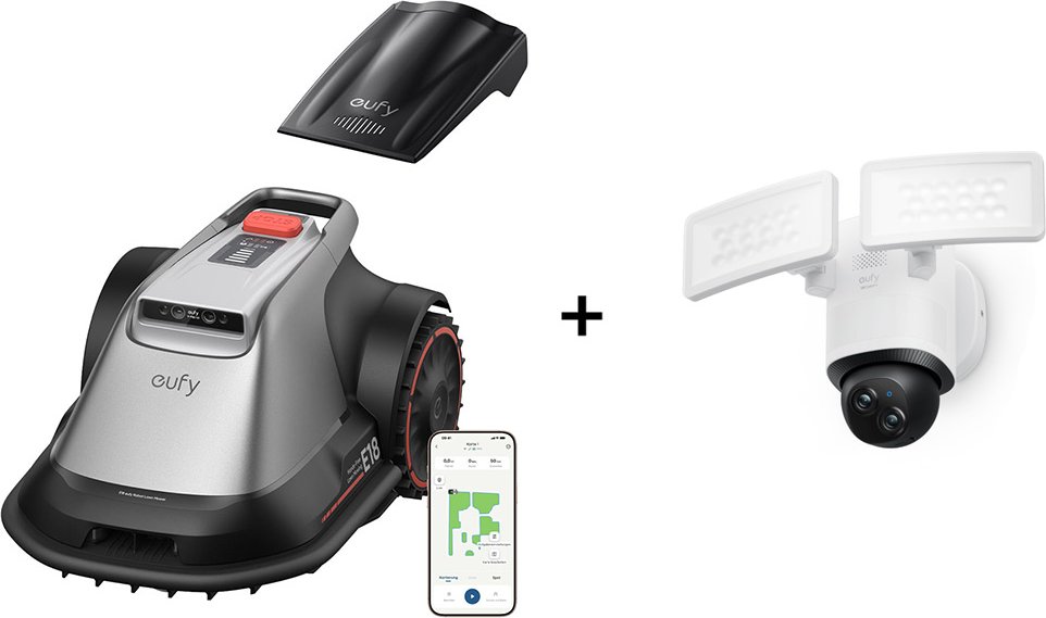 eufy Mähroboter E18 + gratis Garage + Floodlight Cam E340