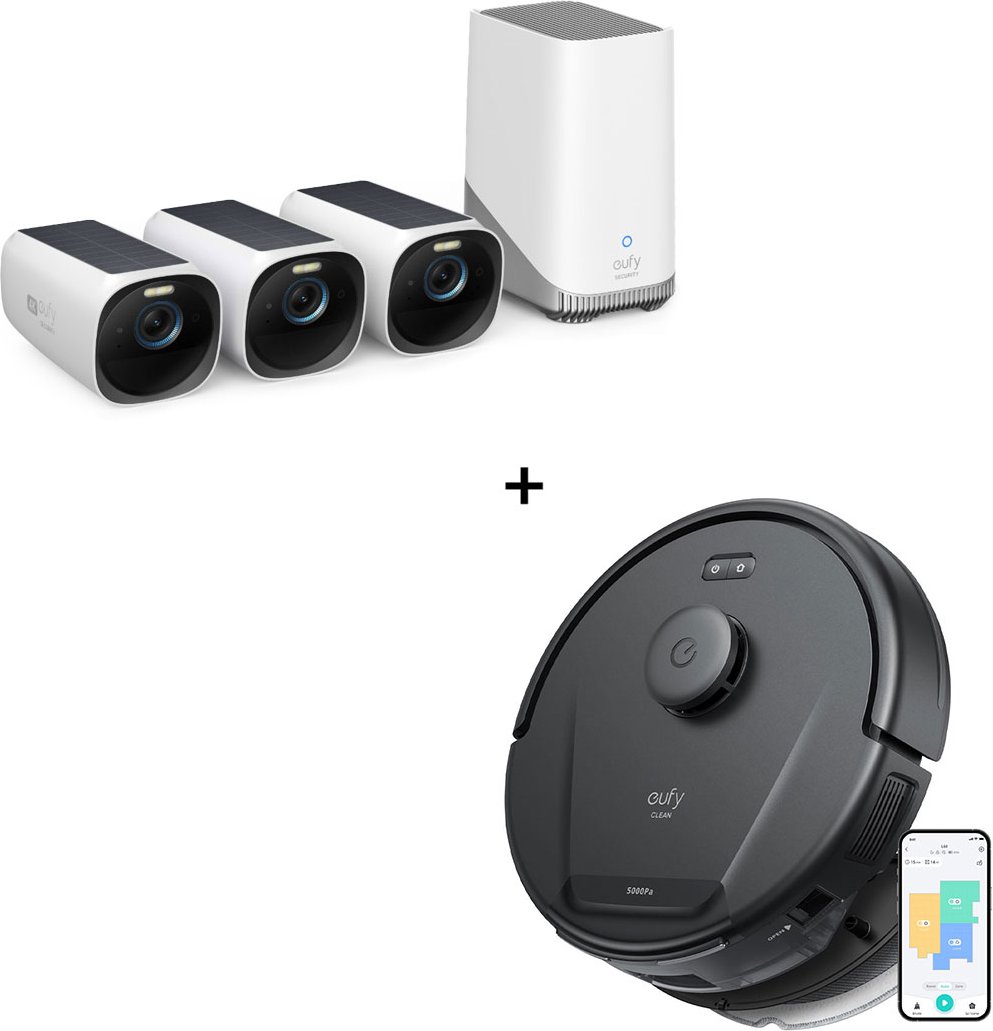 Thumbnail - eufyCam 3 Starter Set 3+1 - 3er-Kameraset mit HomeBase 3 + eufy Clean L60 Hybrid