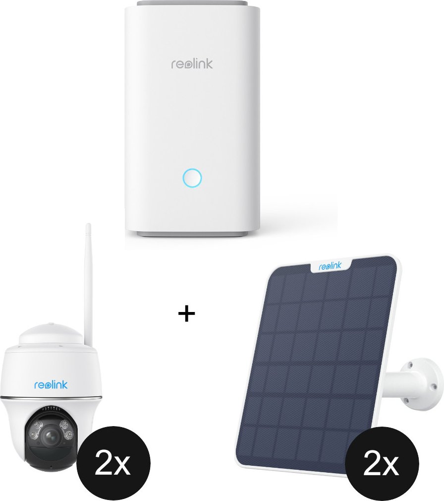 Reolink Home Hub + Argus Series B430 - 2er-Set + Solar Panel 2 - 2er-Set