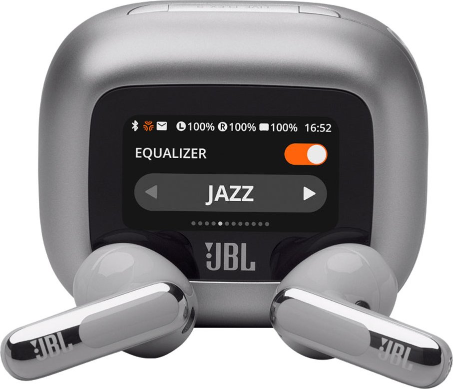 JBL Live Flex 3 - Kabelloser In-Ear Noise Cancelling Kopfhörer mit Smart Charging Case - Silber