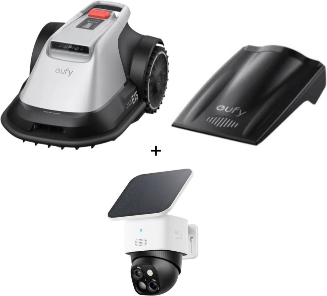 eufy Set - mit Mähroboter E15, bis zu 800 m² + gratis Garage + SoloCam S340
