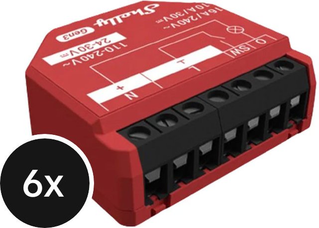 Shelly 1PM (Gen. 3) - 6er-Set (+12 Monate GRATIS Shelly Premium)