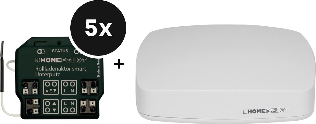HOMEPILOT Gateway premium + Rollladenaktor smart Unterputz 5er-Set