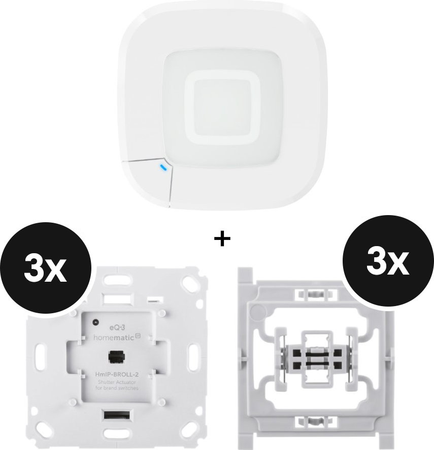 Homematic IP Starter Set mit 3 Rollladenaktoren für Markenschalter + Adapter - mit Access Point 2