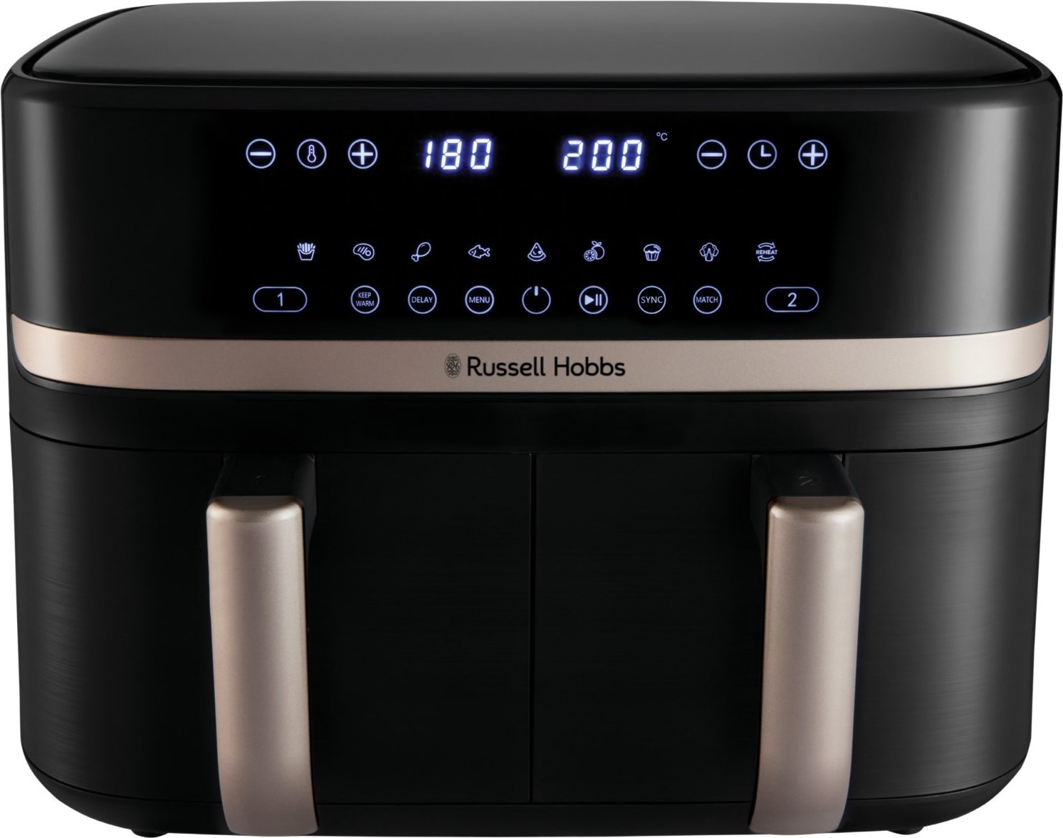 SatisFry Dual basket Heißluft-Fritteuse schwarz/champagner