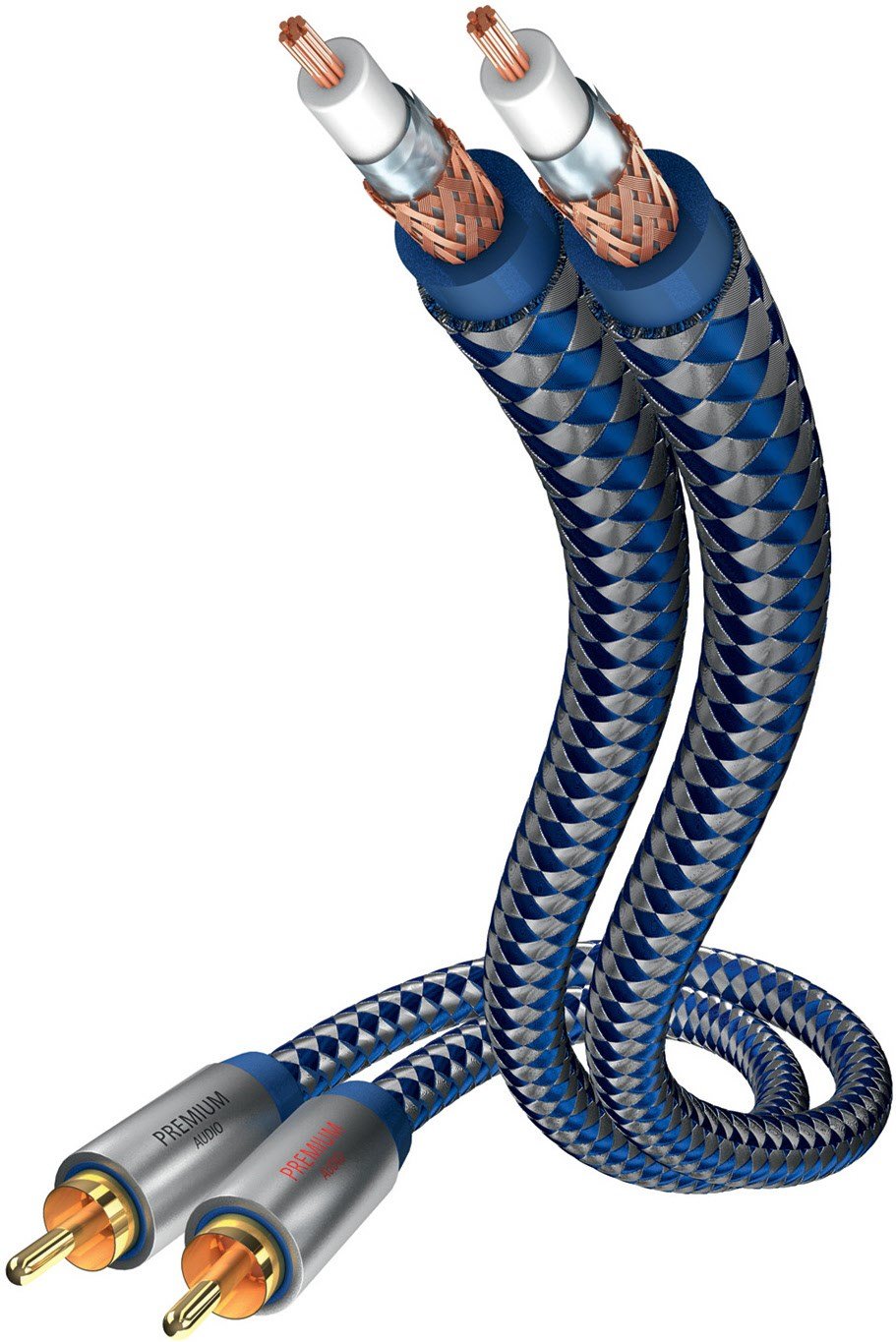 Premium Audiokabel (3,0m) Cinchkabel blau/silber