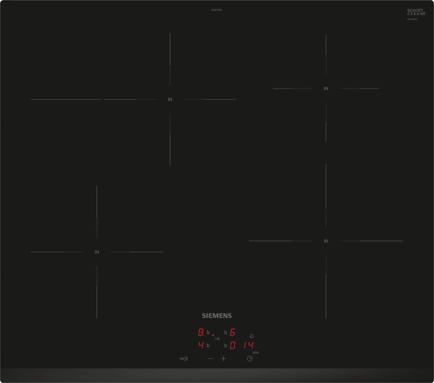 EI631CFB1E Glaskeramik-Induktions-Kochfeld schwarz