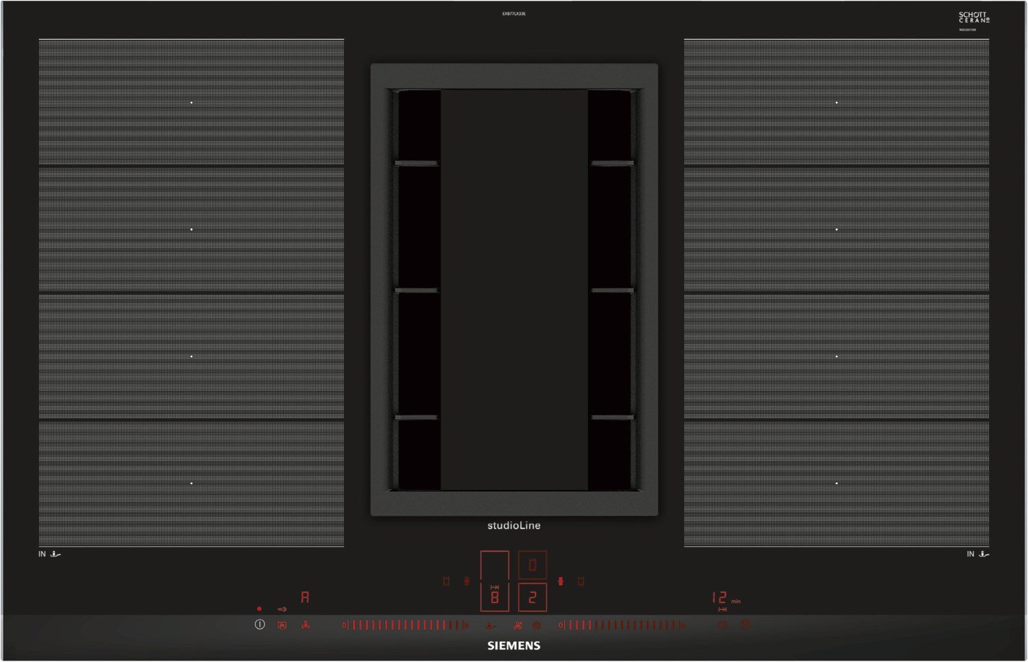 EX877LX33E Autark-Induktionsfeld mit Dunstabzug edelstahl/Facette