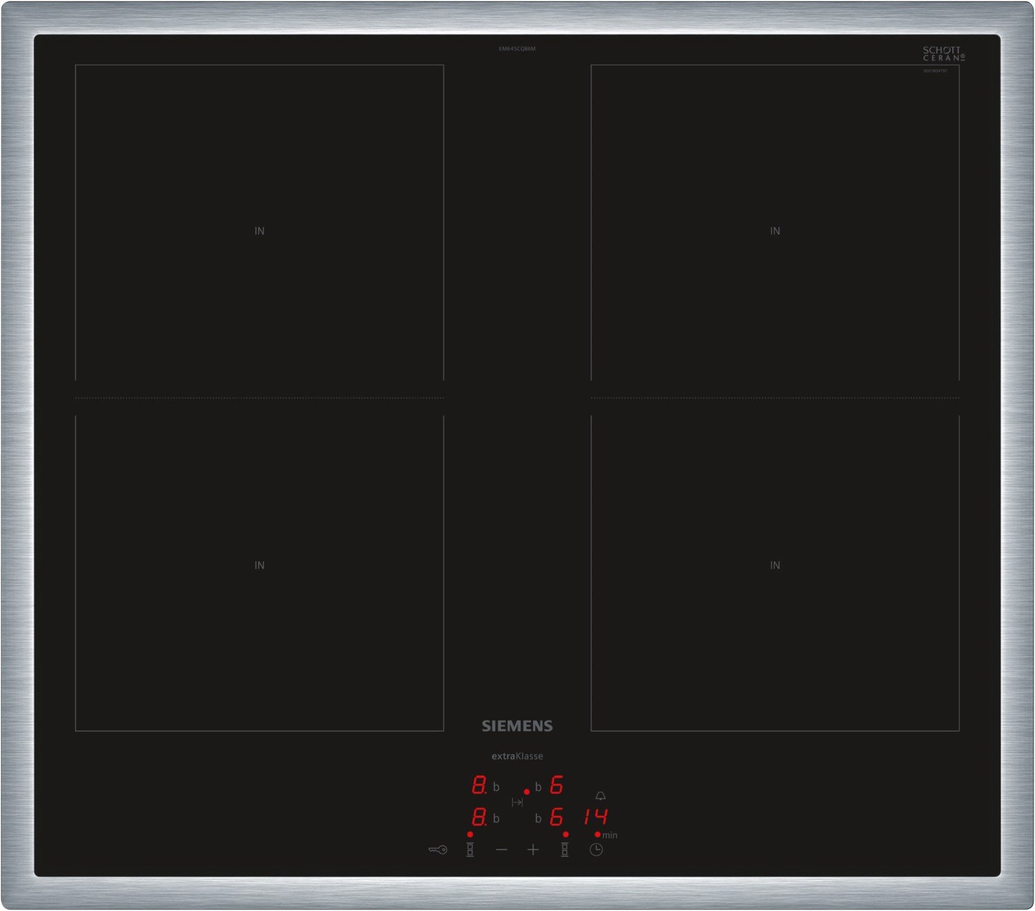 EM645CQB6M Glaskeramik-Induktions-Kochfeld edelstahl