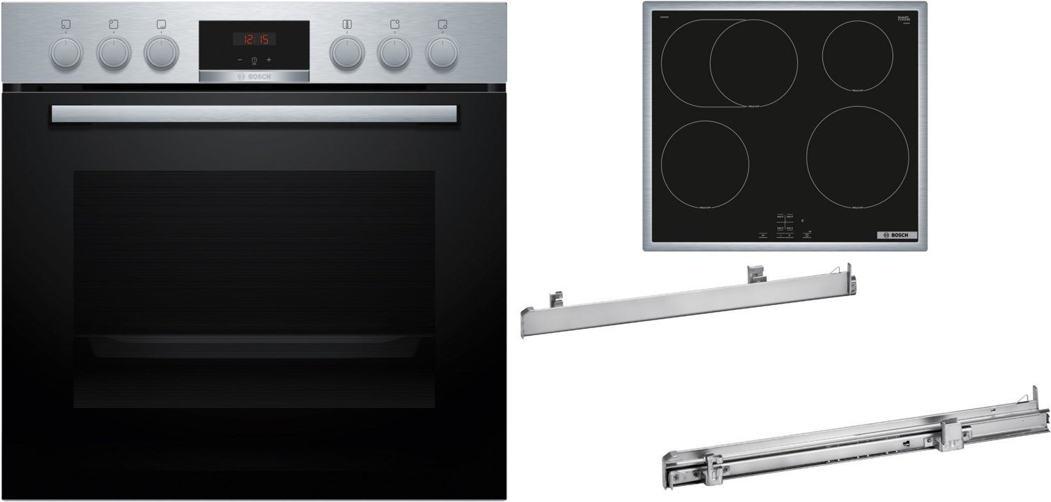 HND415GS62 Herdset mit Induktionskochfeld bestehend aus HEA513BS4+NIF64RCB5E+HEZ538000 edelstahl + edelstahl