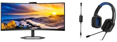 34E1C5600HE/00 86 cm (34") TFT-Monitor mit LED-Technik schwarz inkl. TAGH301BL/00 Gaming PC-Headset
