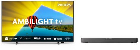 75PUS8079/12 189 cm (75") LCD-TV mit LED-Technik mattschwarz inkl. TAB5109/10 2.0 Soundbar dunkelgrau