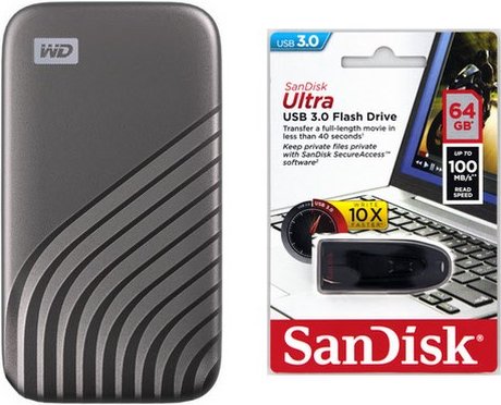 My Passport SSD USB 3.2 (1TB) Externe SSD grau inkl. Ultra USB 3.0 (64GB)