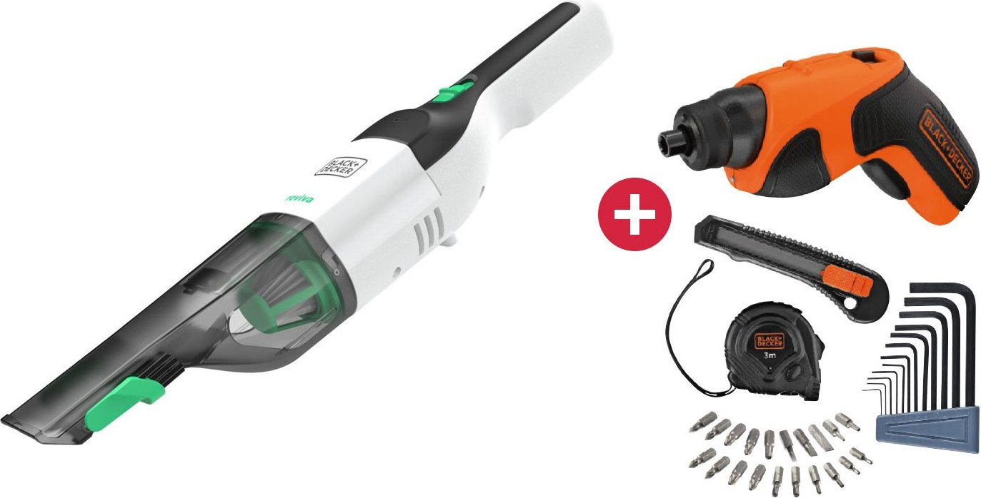 REVHV8C Handstaubsauger + Dein Geschenk: Black & Decker PIVOT Flashlight-Akkuschrauber