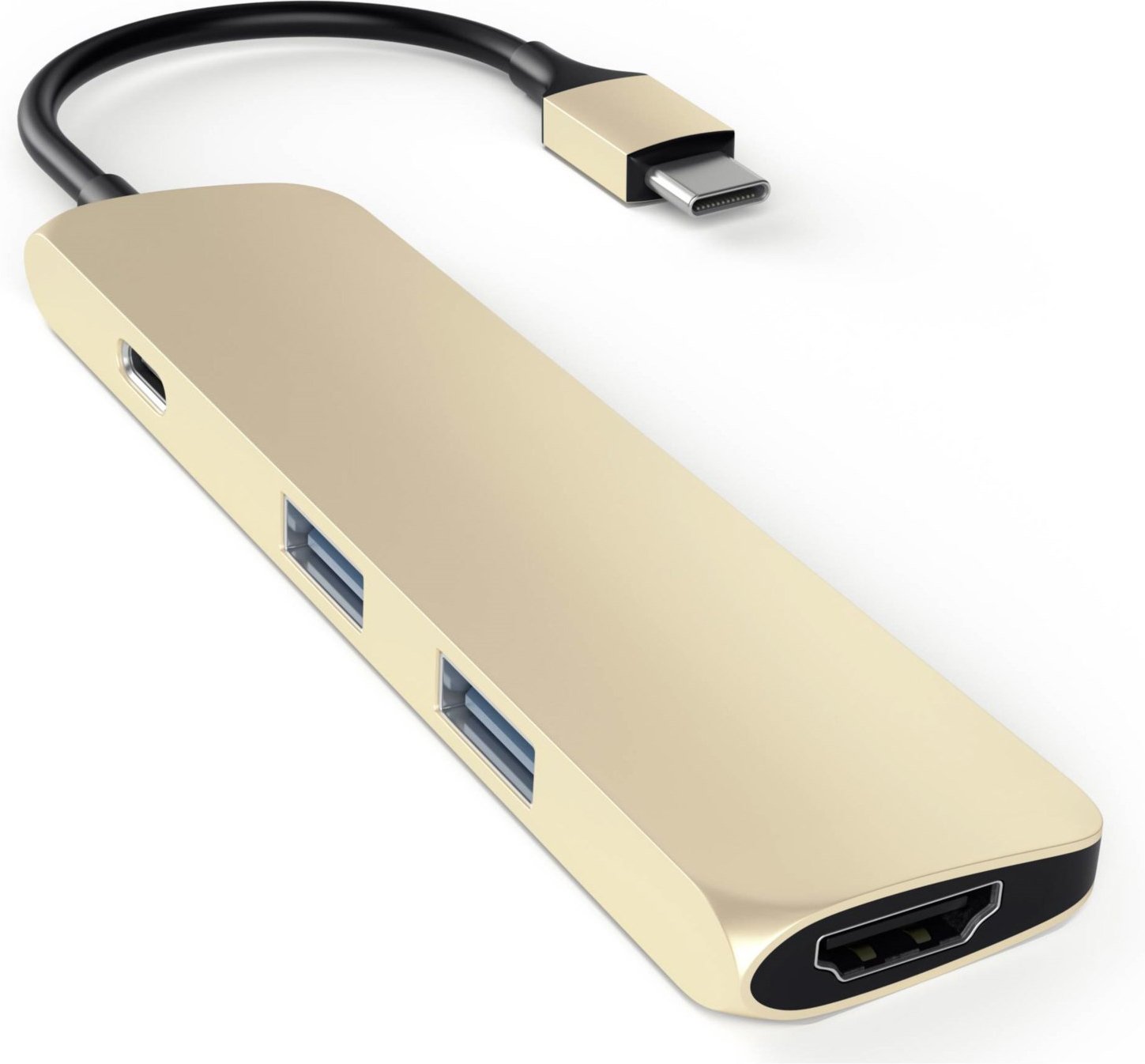 Type-C > HDMI + USB Slim Adapter Multi-Port, Pass-Through gold