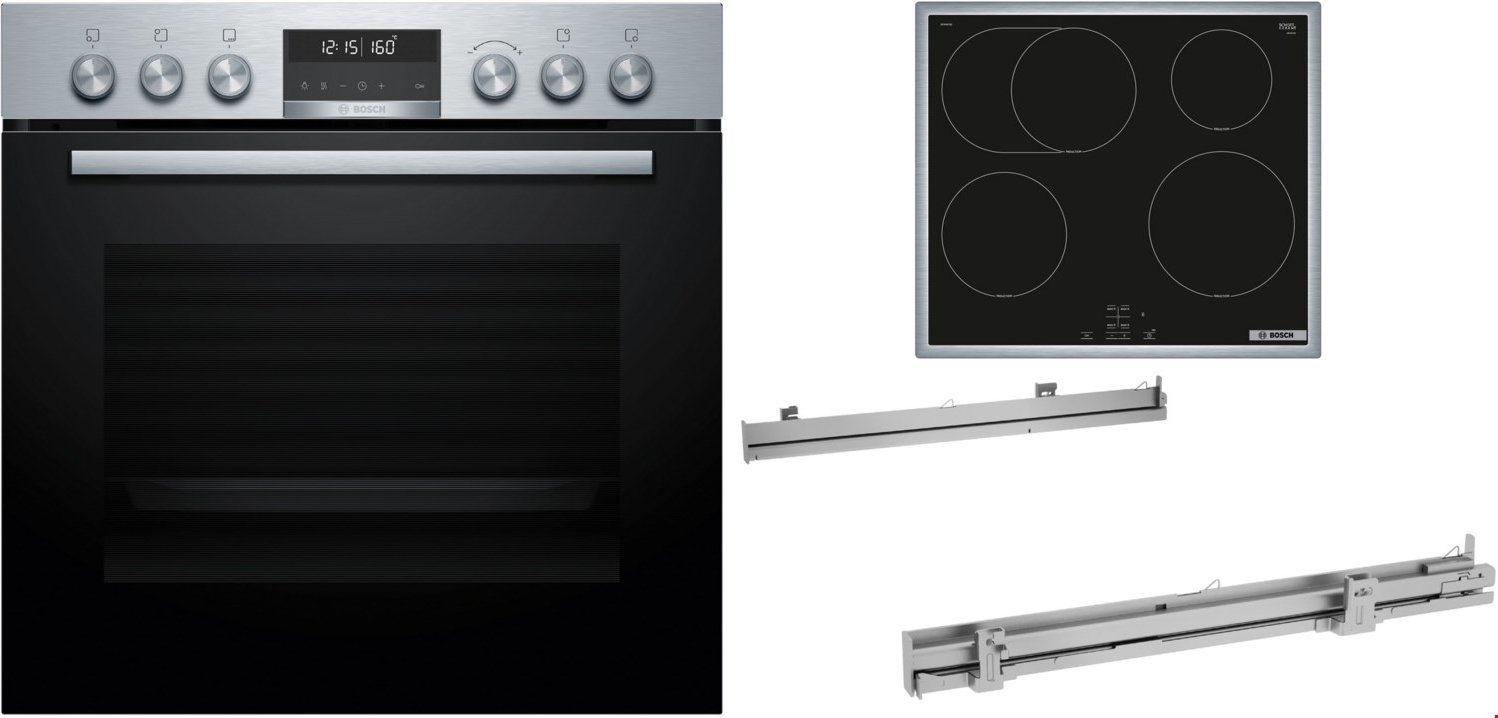 MKHSTEELP Herdset mit Induktionskochfeld bestehend aus HEG578BS4+NIF64RCB5E+HEZ638000 edelstahl + edelstahl