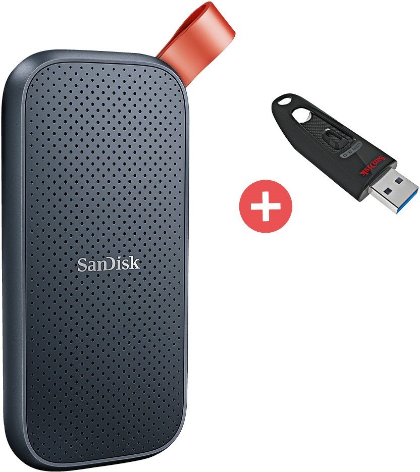 Portable SSD-Festplatte (1TB) + Dein Geschenk: SanDisk Ultra USB 3.0 (64GB) Speicherstick