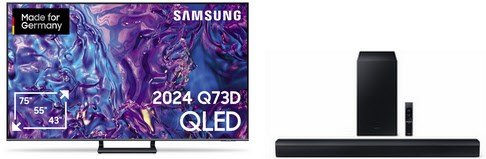 GQ65Q73DAT 163 cm (65") QLED-TV titangrau inkl. 2.1 C-Soundbar HW-C460G mit Subwoofer