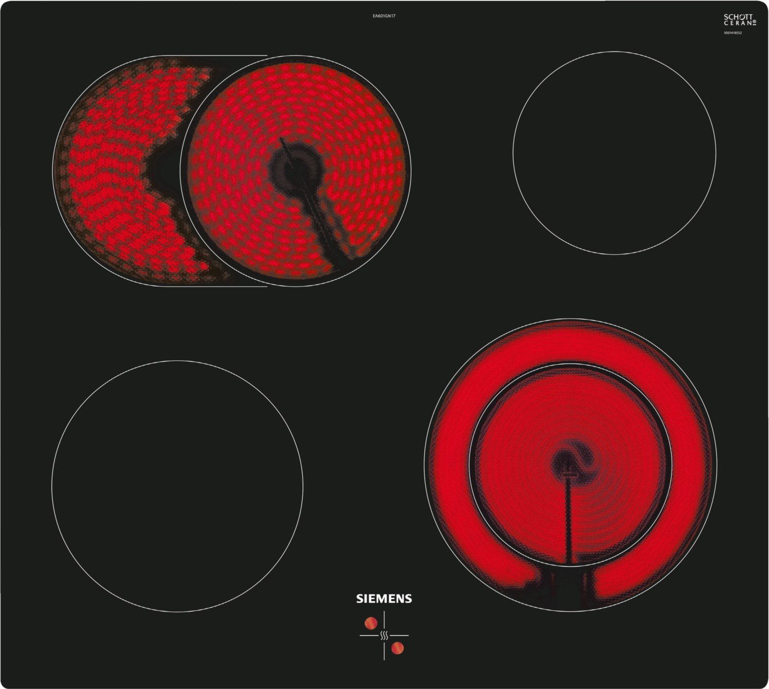 EA601GN17 Glaskeramikfeld flächenbündig