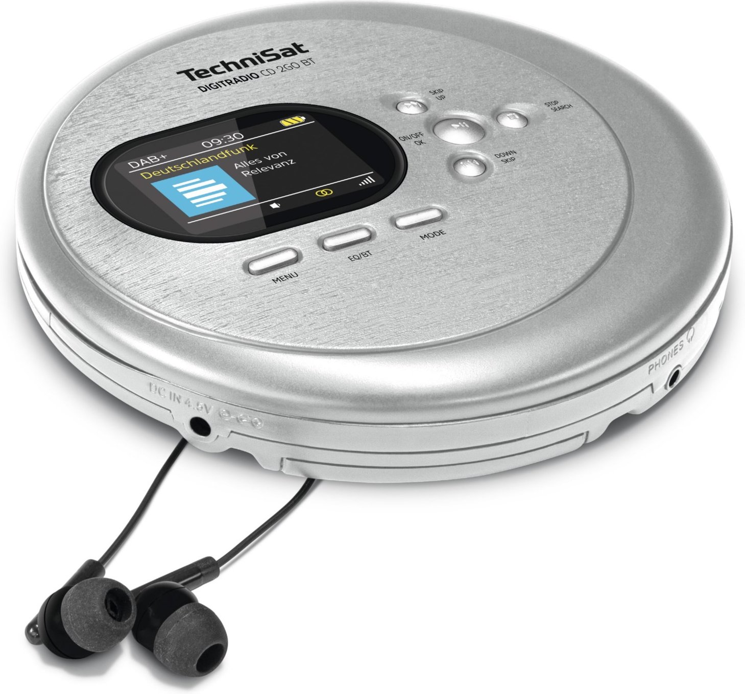 DigitRadio CD 2GO BT tragbarer MP3 CD-spieler mit Radio silber