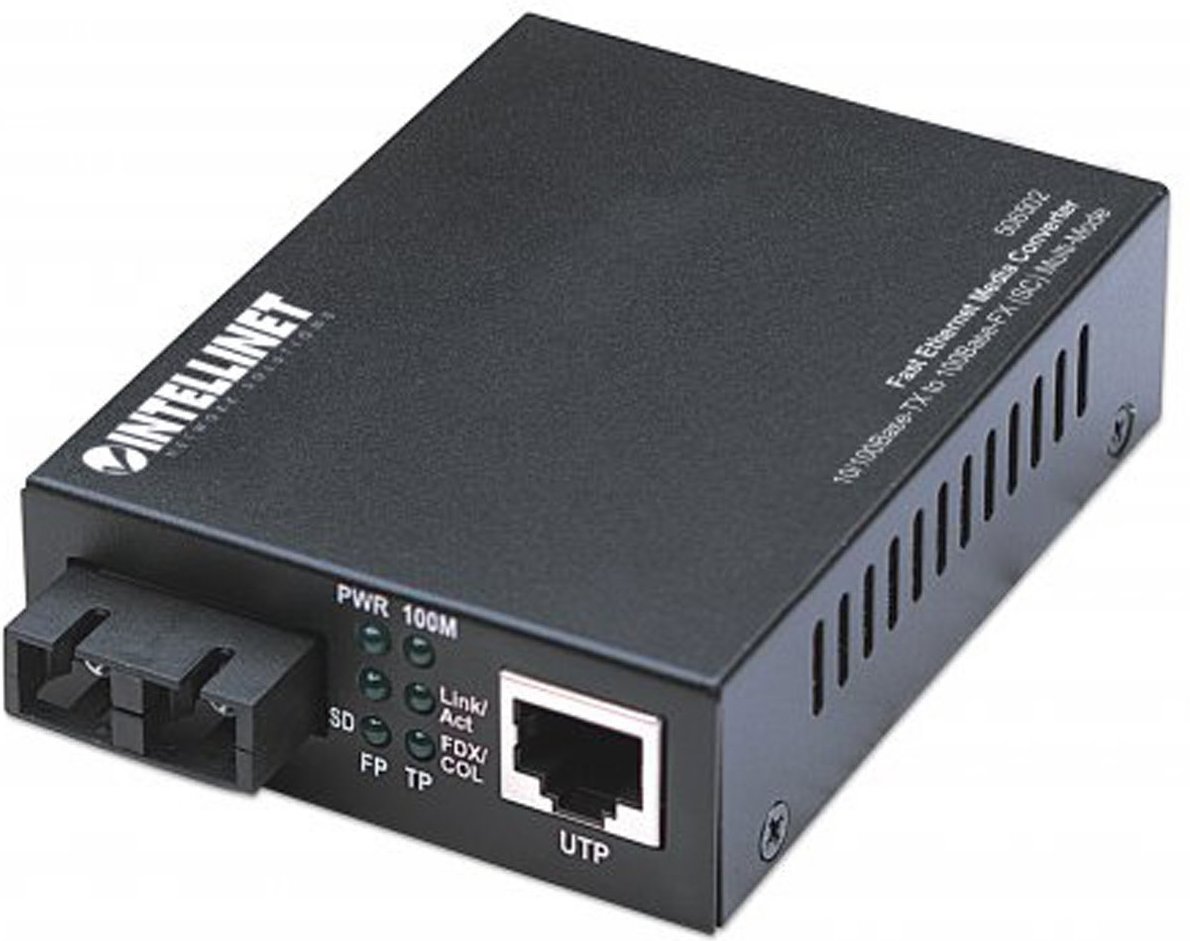 Medienkonverter Fast Ethernet schwarz bis 2 km, Multimode