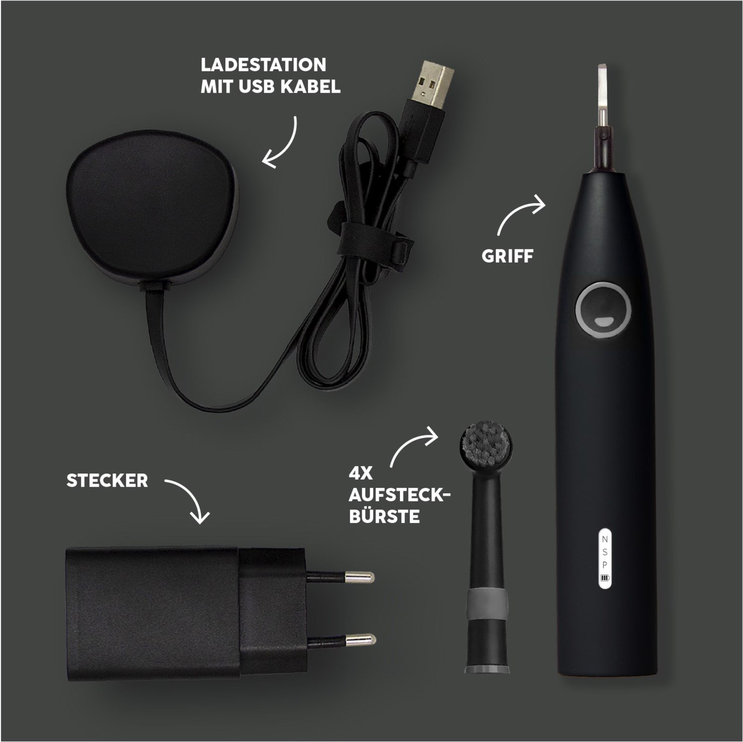 ECO R2 + 3 Refills Elektrische Zahnbürste all black