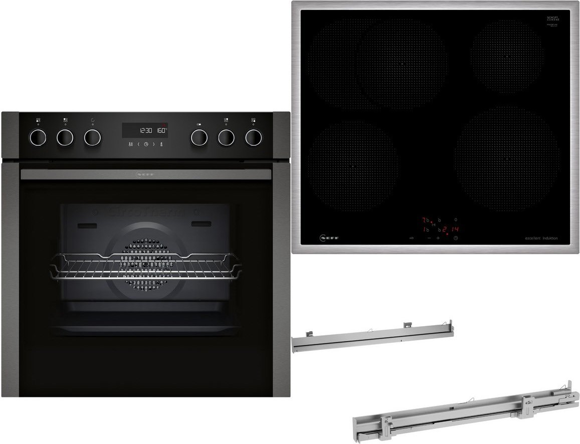 HLE310SIP Herdset mit Induktionskochfeld bestehend aus E2ACH7AG4+M56SBF1M0+Z1608BX0 graphit grey + edelstahl