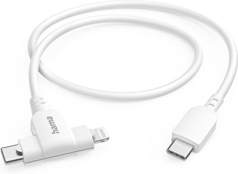 2in1 USB-C->USB-C/Lightning Ladekabel (1,5m) weiß