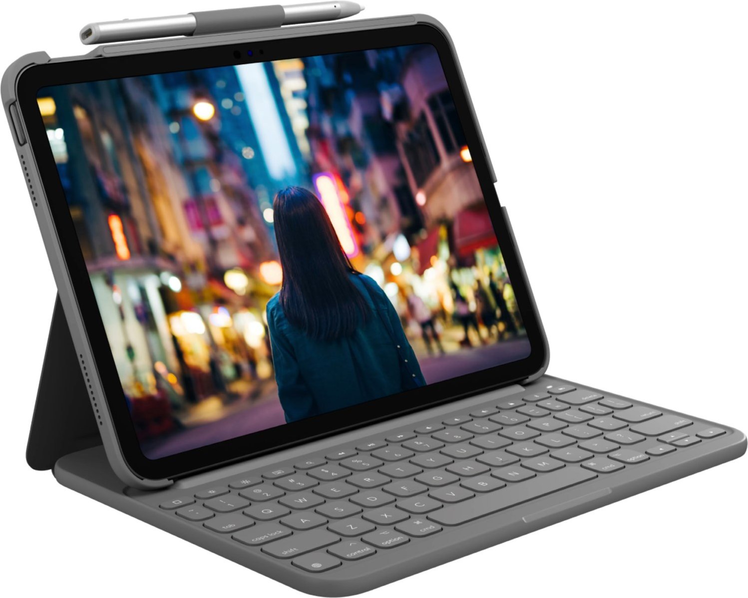 Thumbnail - Slim Folio (DE) Tablet-Tastatur für iPad 10. Gen./iPad 11" (A16) oxford grey