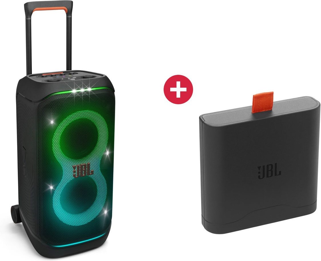Partybox Stage 320 Party-Lautsprecher schwarz + Dein Geschenk: JBL Battery 400 Akku-Pack für Stage 320