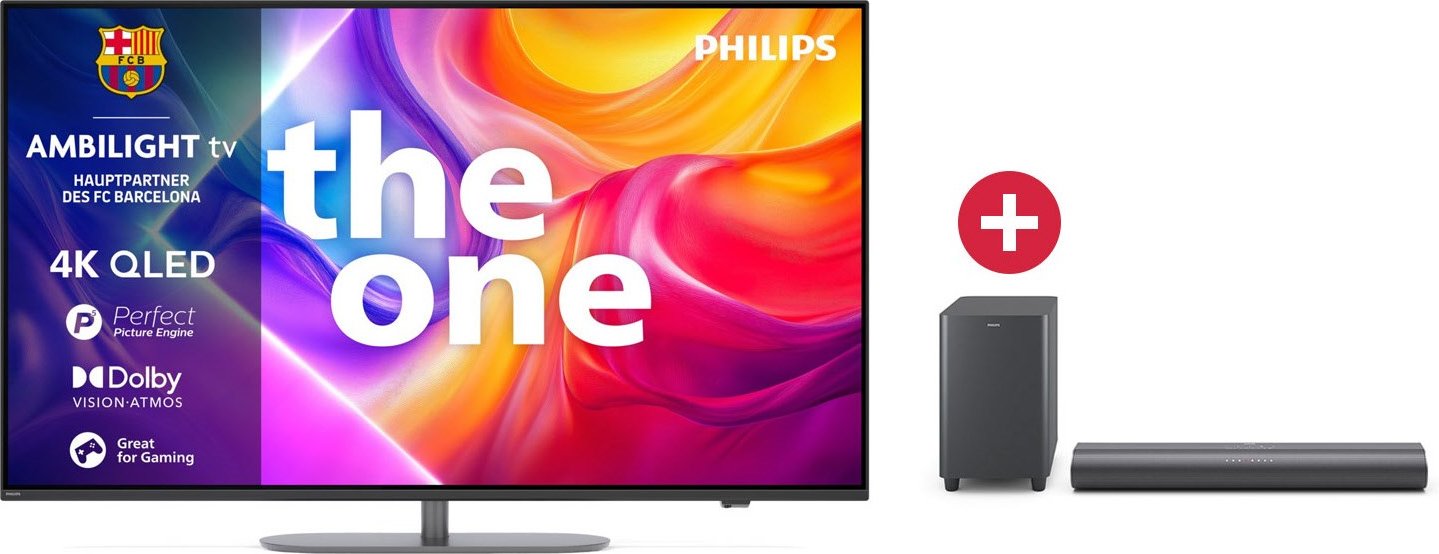 65PUS9060/12 The One 164 cm (65") QLED Ambilight TV + Dein Geschenk: Philips TAB6100/10 Soundbar + Subwoofer