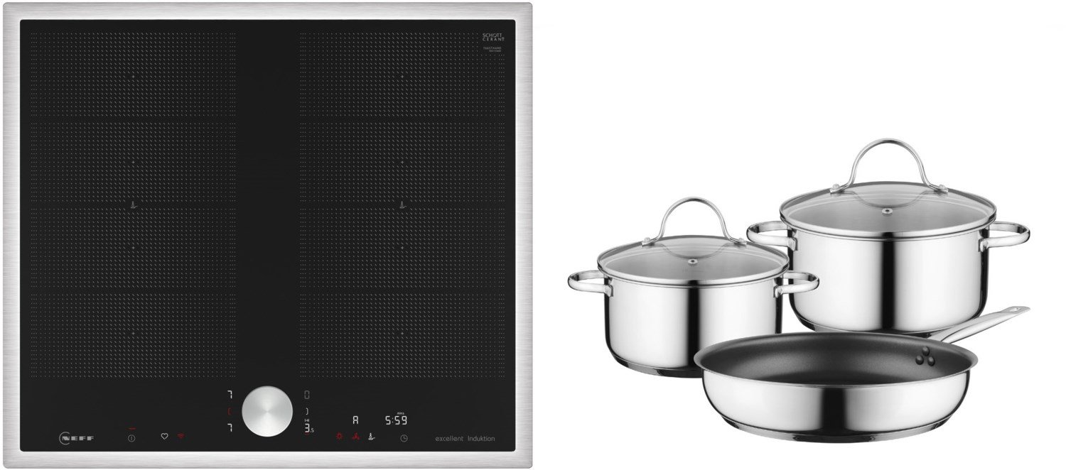 TPLE662F0 Autark-Induktionskochfeld bestehend aus T66STX4M0 + Z943SE0 edelstahl