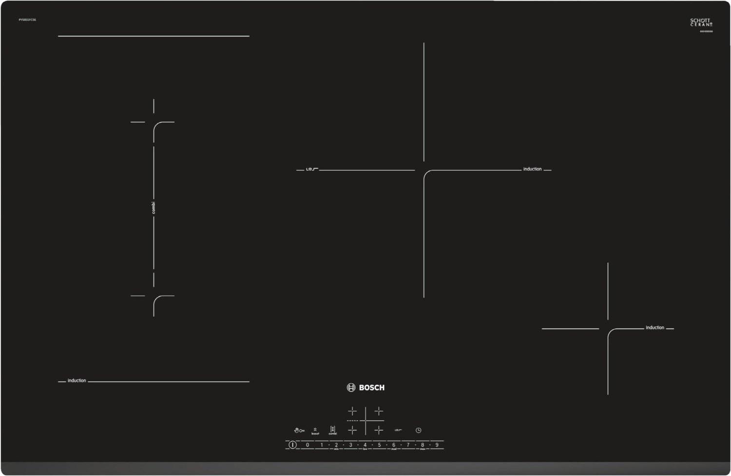 PVS831FC5E Autark-Induktionskochfeld rahmenlos/facette