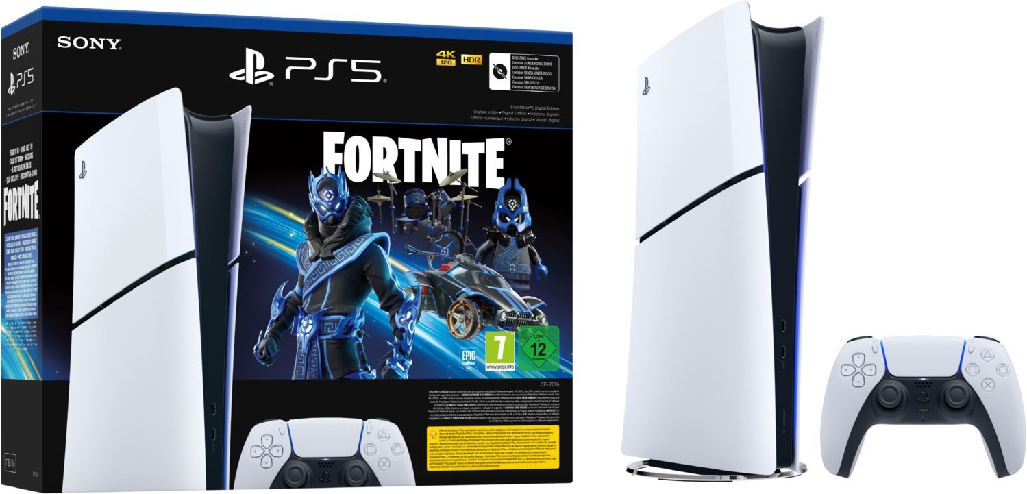 Thumbnail - PlayStation 5 Slim Digital Edition Konsole Fortnite Cobalt Star Bundle