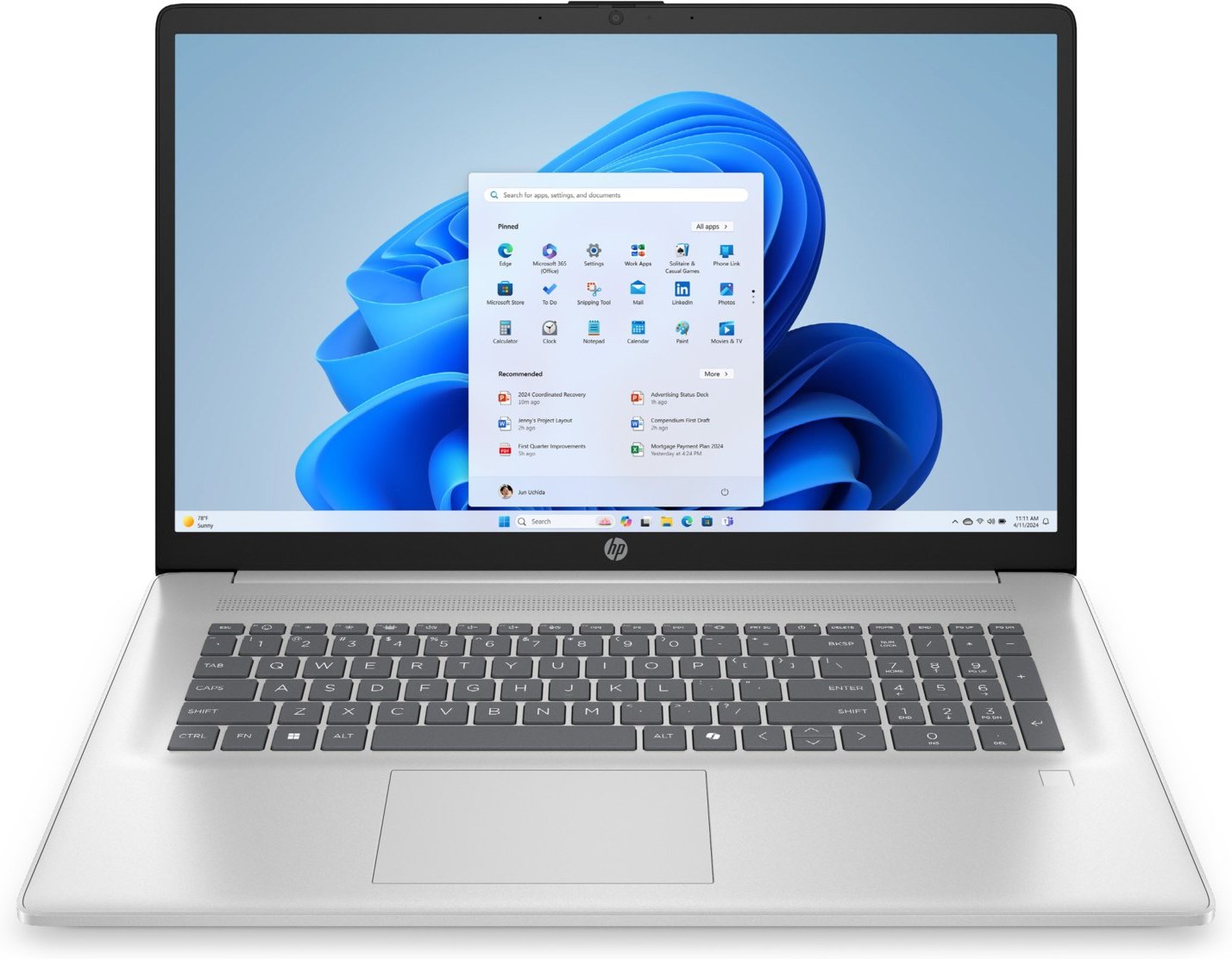 17-cp2640ng (C94HSEA) 43,9 cm (17,3") Notebook natursilber, 8 GB RAM, 512 GB SSD, AMD Ryzen 3 Prozessor, Windows 11, Ful...