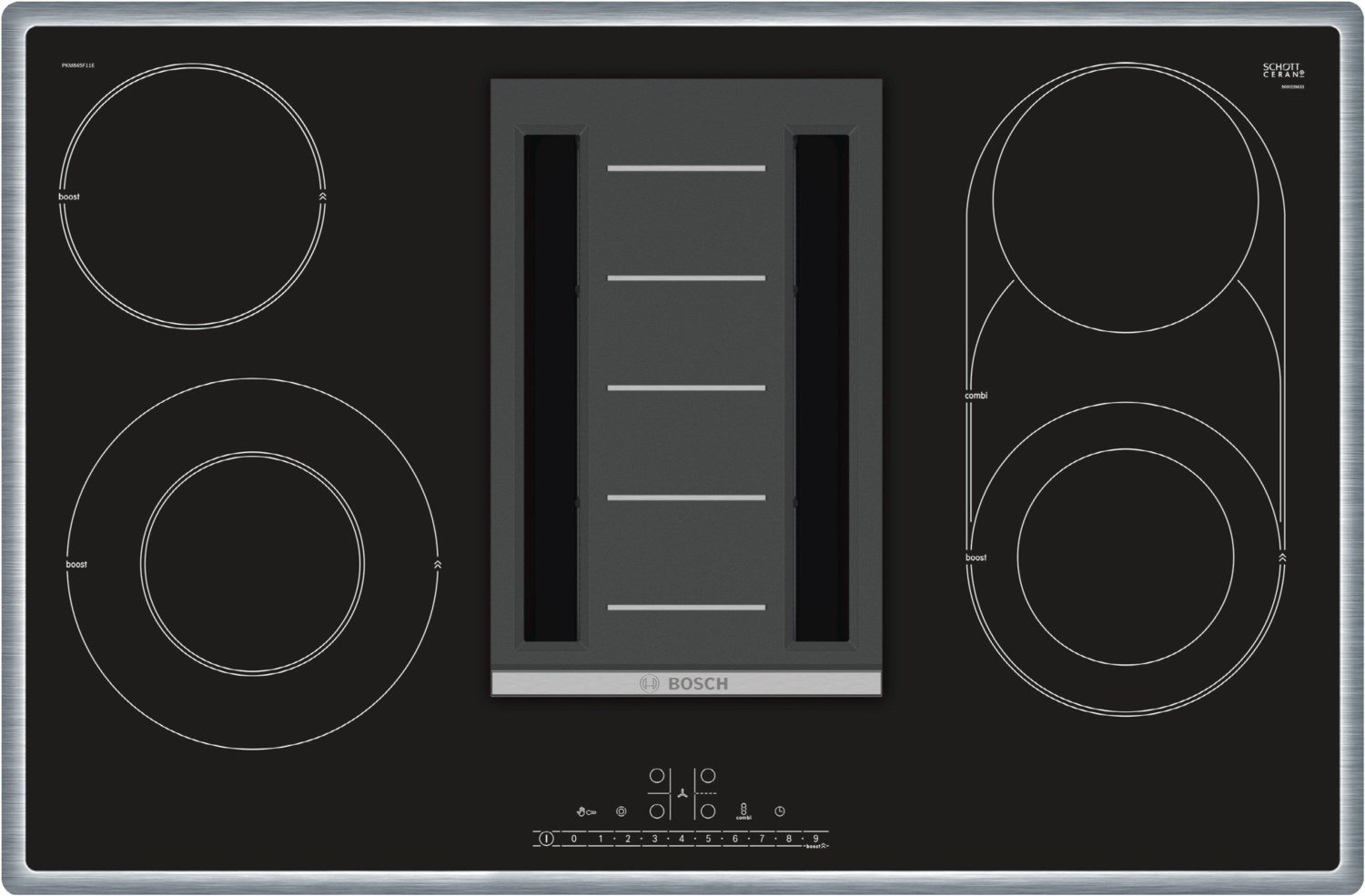 PKM845F11E Autark-Glaskeramikfeld mit Dunstabzug edelstahl