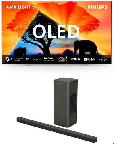 77OLED759/12 194 cm (77") OLED Ambilight TV inkl. TAB8200/10 2.1 Soundbar mit Subwoofer